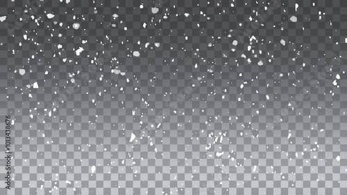  Falling snowflakes on isolated transparent background vector. Realistic snowflake. Winter frost effect.