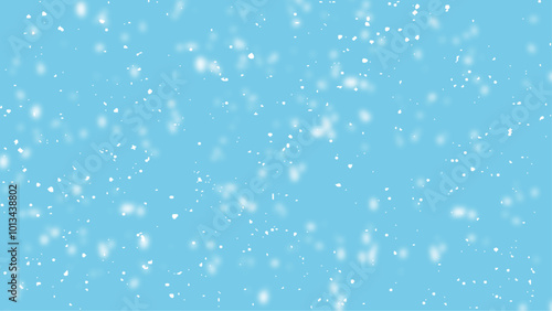  Falling snowflakes on isolated bright blue background vector. Grain noise particles. Snow effects pack. Rusted blue background.