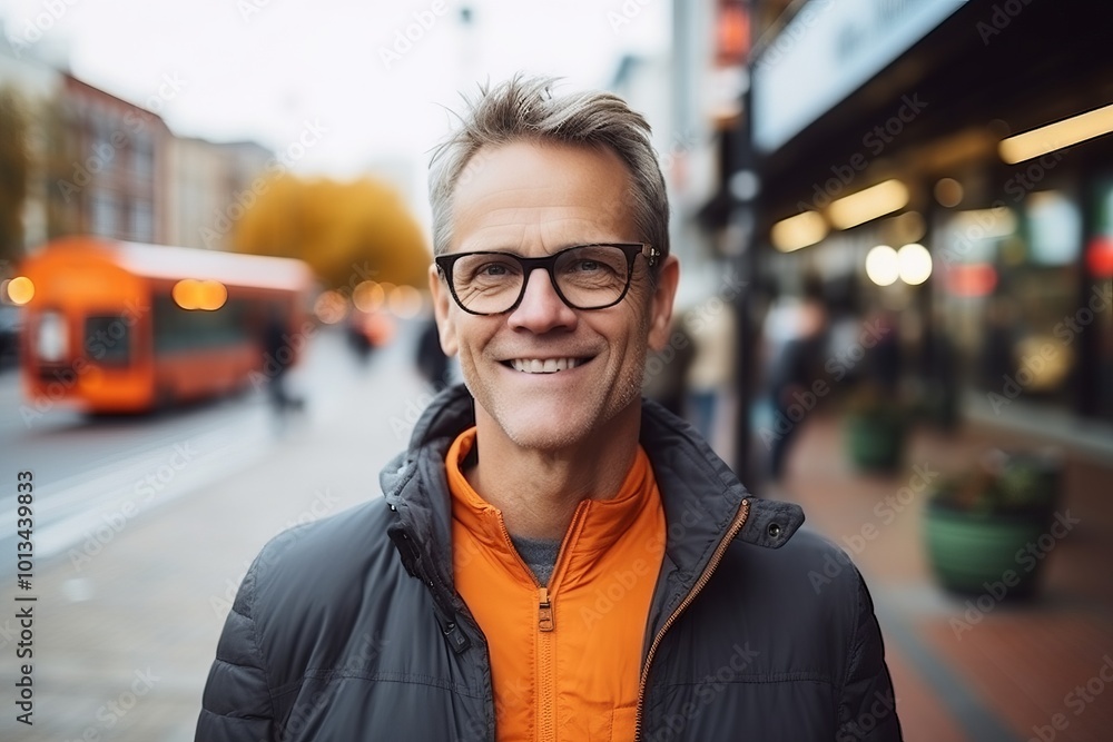 Portrait of a handsome mature man with eyeglasses standing outdoors Portrait of a handsome mature man with eyeglasses standing outdoors