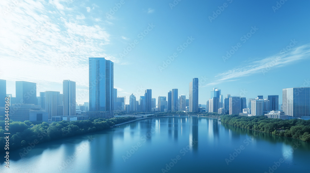 Aerial View of City Skyline and High-Rise Buildings Under Blue Sky and White Clouds Aerial View of City Skyline and High-Rise Buildings Under Blue Sky and White Clouds