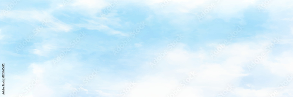 Blue sky with white clouds aquarelle paint paper textured vector canvas. Blue sky with clouds background, abstract watercolor background illustration. Blue sky with white clouds aquarelle paint paper textured vector canvas. Blue sky with clouds background, abstract watercolor background illustration.