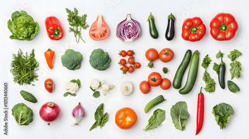 Fresh vegetables on a white background design. Healthy food concept isolated on a white background design,