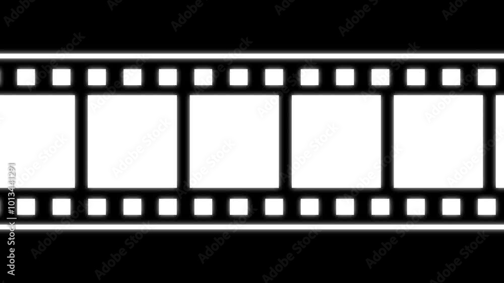 Film Strip Moving on Camera film loop able animation over a black background. Film Strip Moving on Camera film loop able animation over a black background.