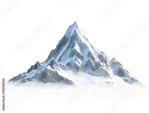 Wallpaper Mural majestic mountain isolation photorealistic snow-capped mountain peak floating against a pure white backdrop, conveying a sense of grandeur, isolation, and pristine natural beauty Torontodigital.ca