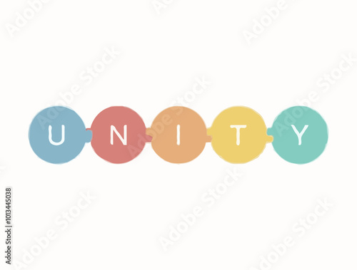 Einfarbige Darstellung des Wortes "Unity" in bunten, runden Buchstaben
