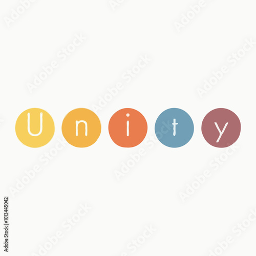Einfarbige Darstellung des Wortes "Unity" in bunten, runden Buchstaben
