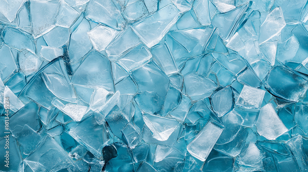 Abstract composition of shattered, translucent, icy shards creating geometric patterns on frozen surface, winter cold texture concept Abstract composition of shattered, translucent, icy shards creating geometric patterns on frozen surface, winter cold texture concept