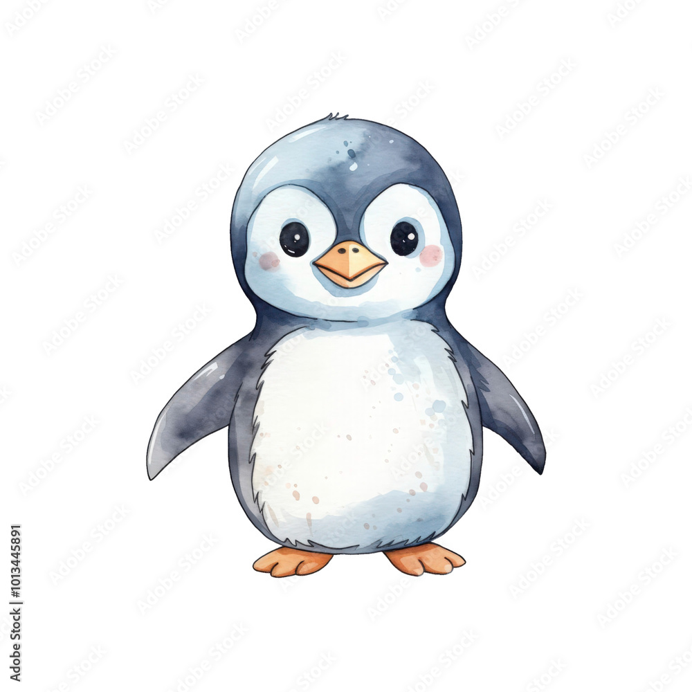 Fototapeta premium Adorable penguins that would be perfect for winter themed projects, children's books, and greeting cards. Generative AI