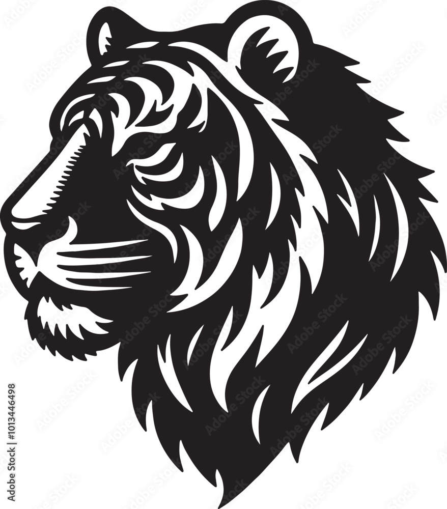 tiger head silhoutte vector style with white background tiger head silhoutte vector style with white background
