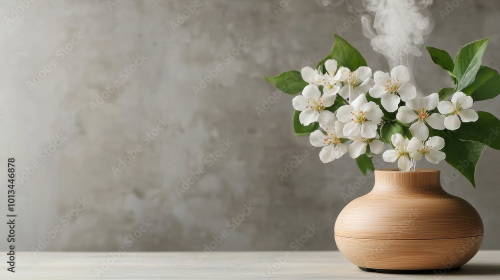 Aromatherapy candles and essential oils, peaceful setting Aromatherapy candles and essential oils, peaceful setting