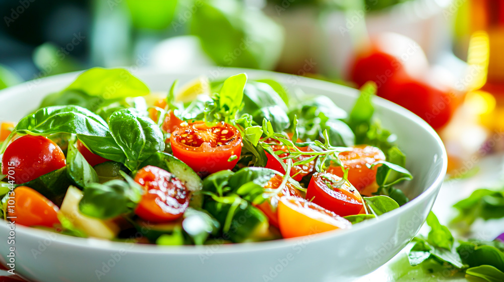 Fresh and Colorful Salad with Cherry Tomatoes and Greens