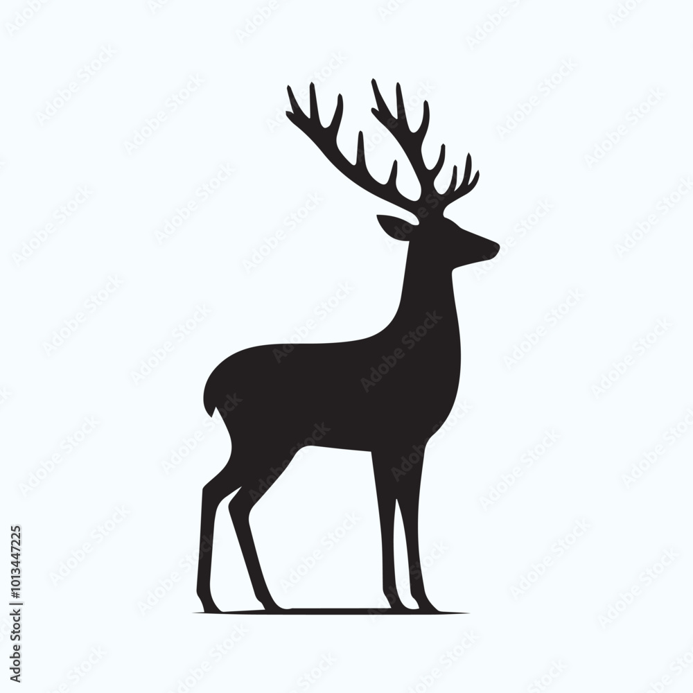 Obraz premium Deer logo deer icon deer head vector Collection of black deer icons.Logo of deer.Deer simple icon.Reindeer vector symbols.Set of deers.