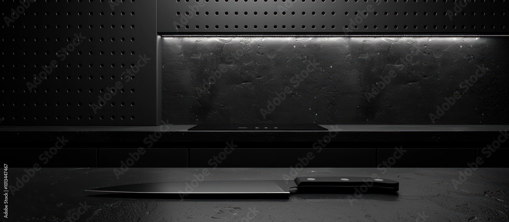 A dark moody and minimalist 3D rendered interior scene featuring a sleek modern workspace with a simple desk and furniture in a sophisticated industrial inspired environment The room s clean lines A dark moody and minimalist 3D rendered interior scene featuring a sleek modern workspace with a simple desk and furniture in a sophisticated industrial inspired environment The room s clean lines