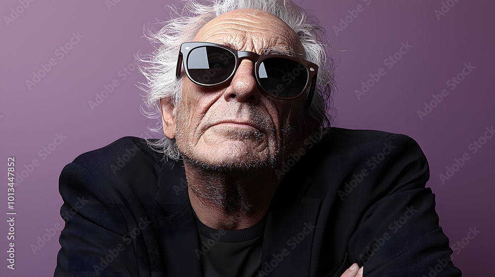 Old Man in Retro Sunglasses with Confident Expression Old Man in Retro Sunglasses with Confident Expression