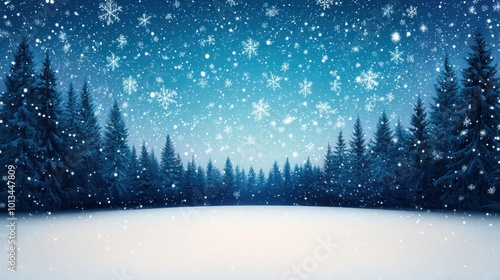 Aurora with snowflakes falling, winter wonderland