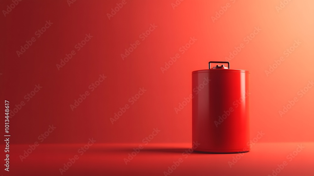 Battery icon simple 3d render illustration on red pastel background in light studio. Battery icon simple 3d render illustration on red pastel background in light studio.