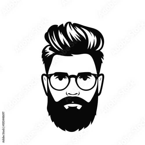 vector illustration of a bearded man