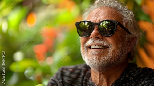 Happy Elderly Man in Stylish Black Sunglasses