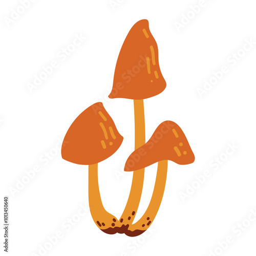 Hand Drawn Honey Mushrooms Illustration Isolated on White Background. Autumn Forest Harvest. Fall Season Flora