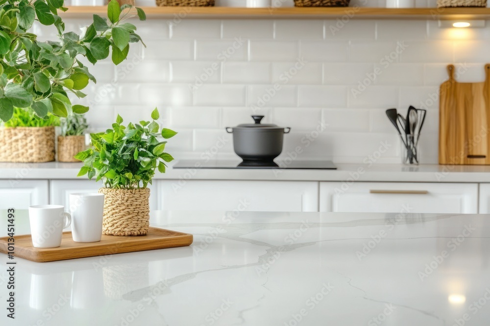 Minimalist kitchen shelves with wooden accents Minimalist kitchen shelves with wooden accents