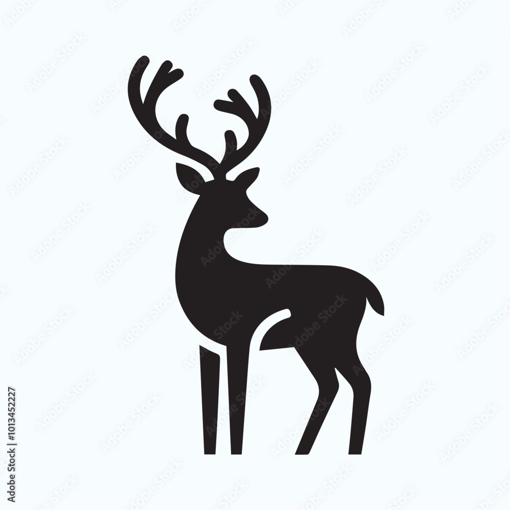 Obraz premium Deer logo deer icon deer head vector Collection of black deer icons.Logo of deer.Deer simple icon.Reindeer vector symbols.Set of deers.