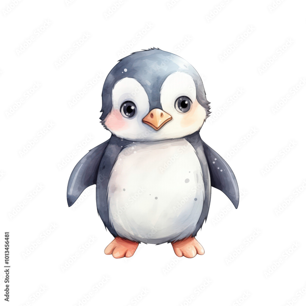 Fototapeta premium Adorable penguins that would be perfect for winter themed projects, children's books, and greeting cards. Generative AI