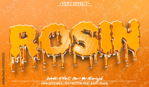 Rosin Vector Text Effect Editable Alphabet Honey Liquid Syrup