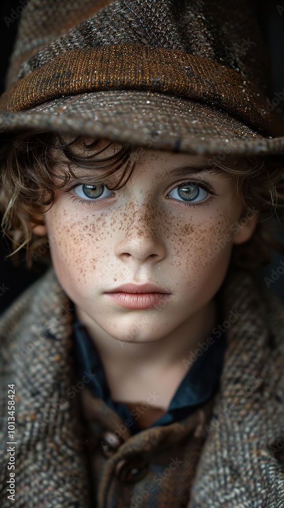 Portrait of a Young Boy with Freckles and Green Eyes Portrait of a Young Boy with Freckles and Green Eyes