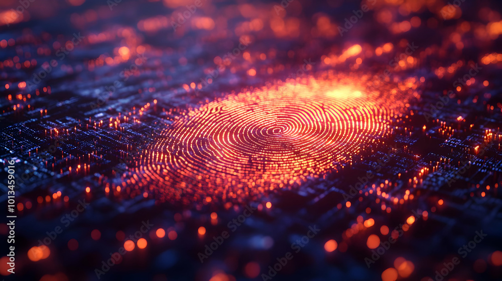 3D Close-Up of a Glowing Fingerprint Scan Symbolizing Human Identity and Rights, Macro Shot Capturing Unique Details for Human Rights Day in a Futuristic Digital World 3D Close-Up of a Glowing Fingerprint Scan Symbolizing Human Identity and Rights, Macro Shot Capturing Unique Details for Human Rights Day in a Futuristic Digital World