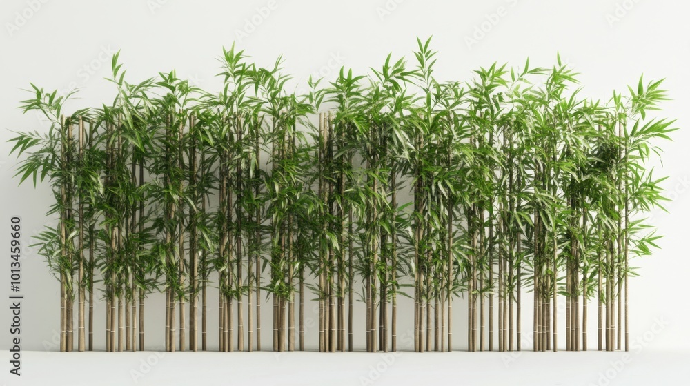 Naklejka premium A vertical bamboo tree arrangement forming a fence, offering a natural and calming design for outdoor walls.