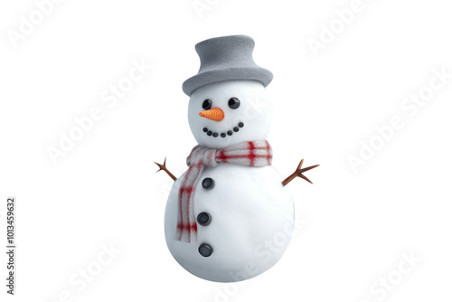 Snowman isolated on transparent background.