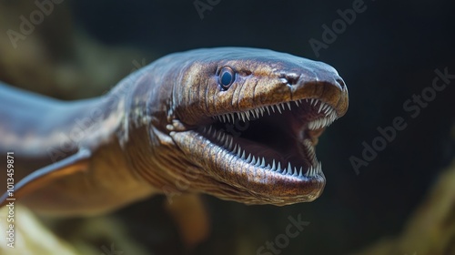 Close-Up of a Frilled Shark's Open Mouth photo