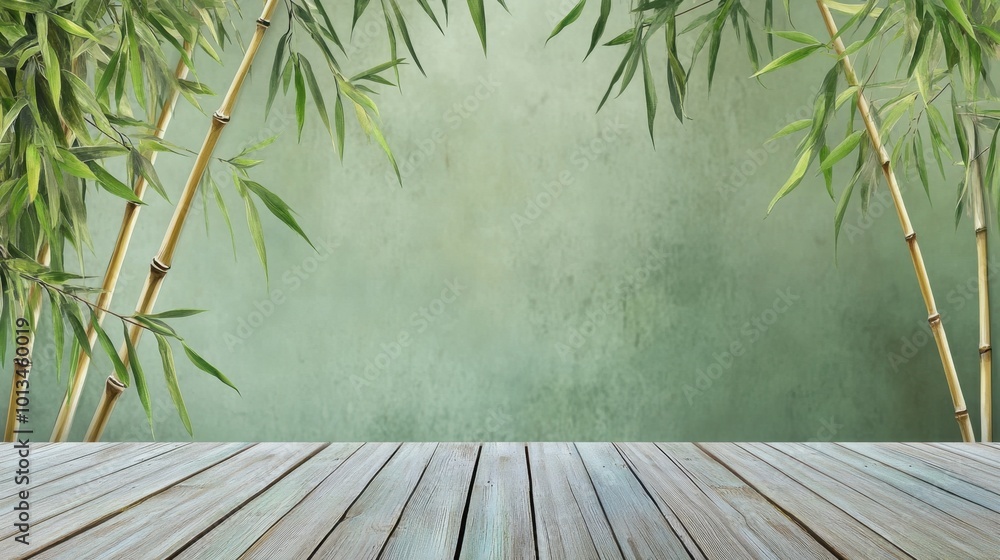 A vertical bamboo wall design with elegant branches, offering a natural and calming outdoor backdrop. A vertical bamboo wall design with elegant branches, offering a natural and calming outdoor backdrop.