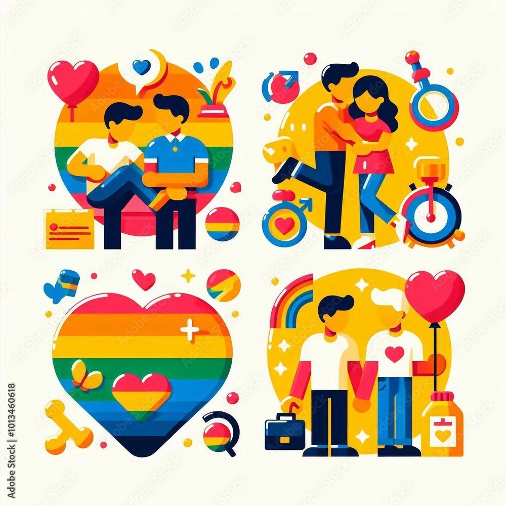 Fototapeta premium LGBT sticker in icon for love people