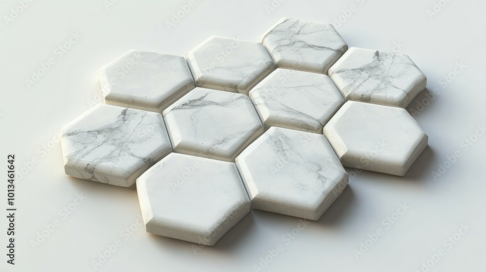 Abstract Hexagon Pattern in White and Grey Marble Abstract Hexagon Pattern in White and Grey Marble