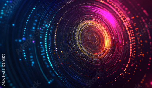 Glowing big data on a colorful background. 3d illustration design