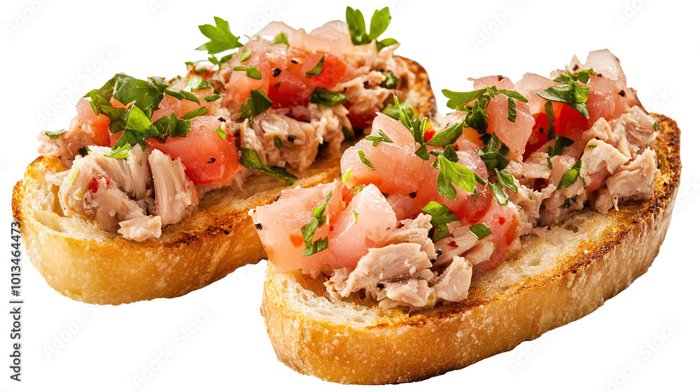 tuna bruschetta on a transparent background tuna bruschetta on a transparent background