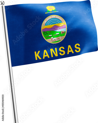 Kansas Realistic Waving Flag