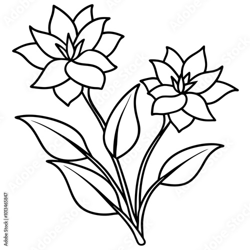 simple garden flowers outline coloring book page line art drawing