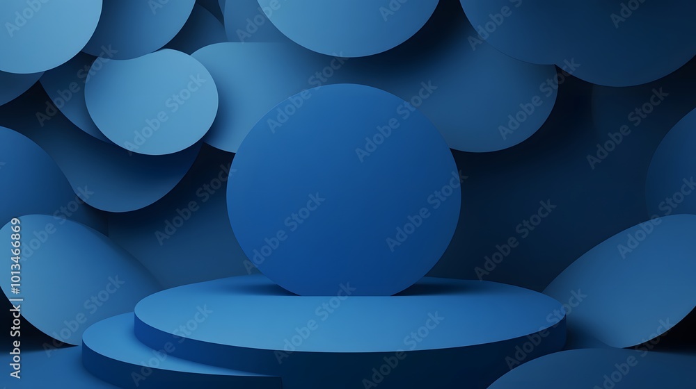 blue podium with circles background. blue podium with circles background.
