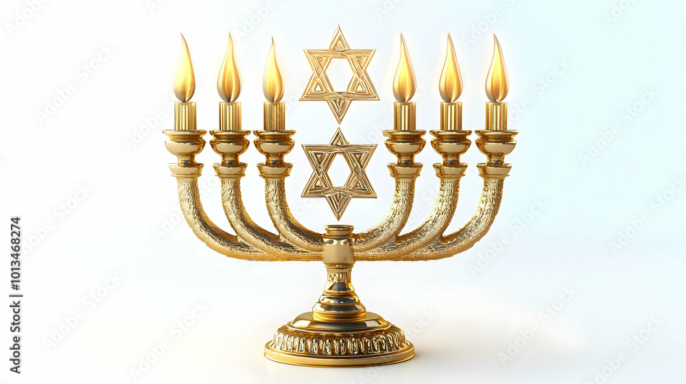 3D Isolated Menorah and Star of David Icon on White Background Perfect for Hanukkah Infographics and Cultural Representation 3D Isolated Menorah and Star of David Icon on White Background Perfect for Hanukkah Infographics and Cultural Representation