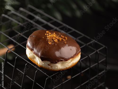 chocolate donut on a plate