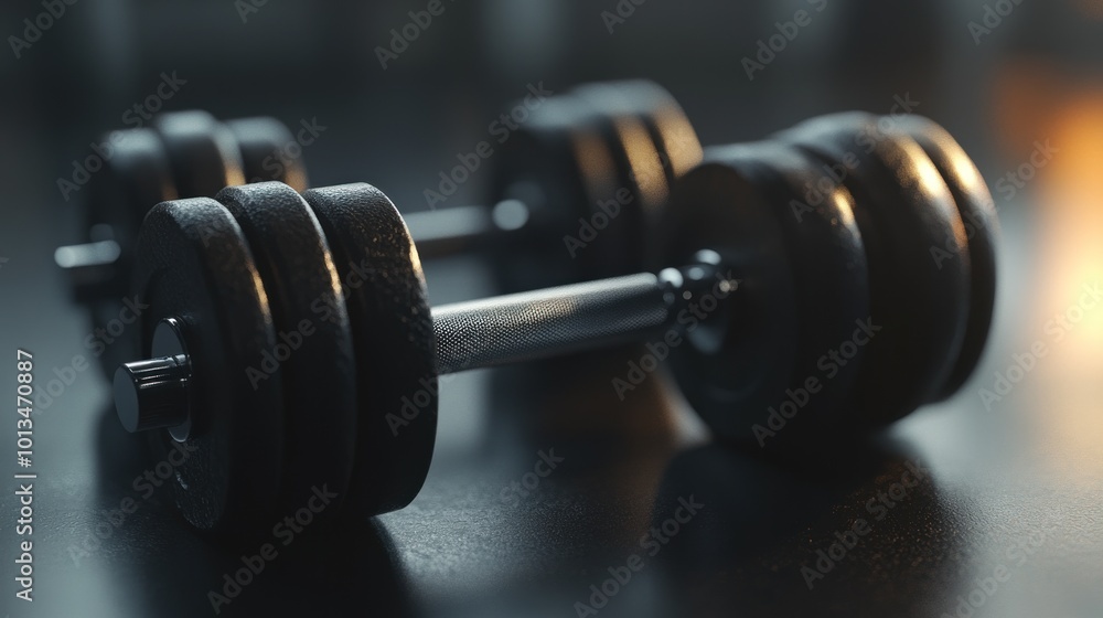 A close-up of a pair of dumbbells on a dark surface, emphasizing fitness and strength training. A close-up of a pair of dumbbells on a dark surface, emphasizing fitness and strength training.