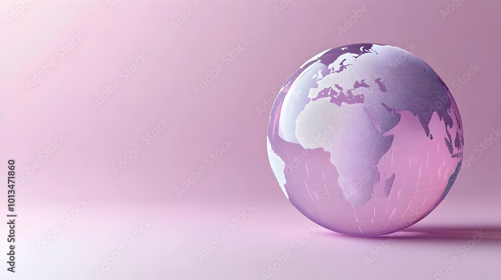 3D Minimalist Light Purple Background with Globe Outline - Ideal Copy Space for Global Human Rights Day Concept 3D Minimalist Light Purple Background with Globe Outline - Ideal Copy Space for Global Human Rights Day Concept