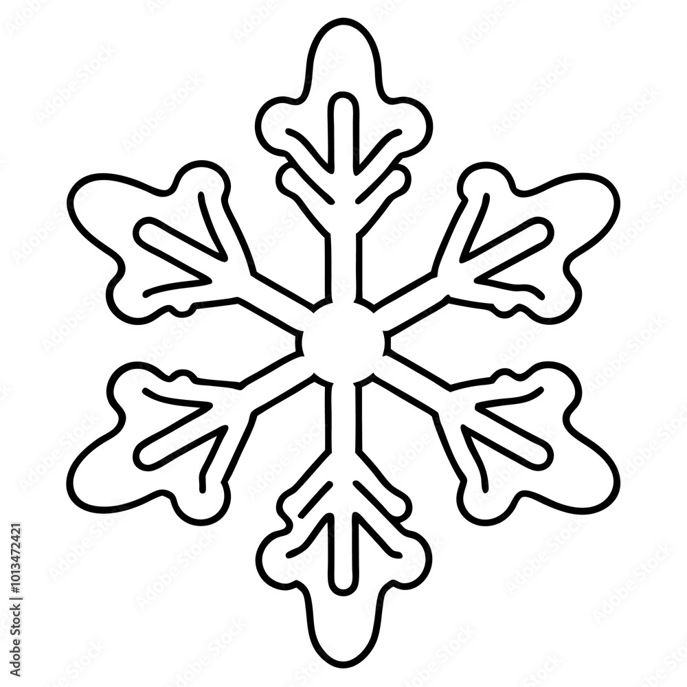 Fototapeta premium snowflake shape gingerbread outline coloring book page line art drawing
