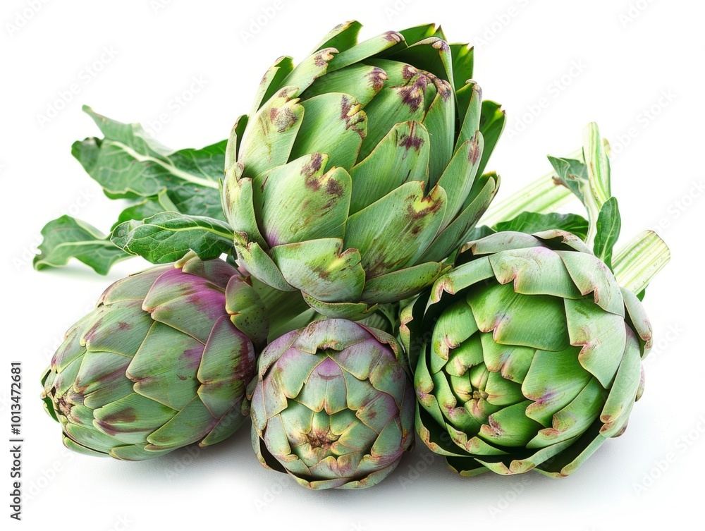 Fototapeta premium Fresh Artichokes Isolated on White Background