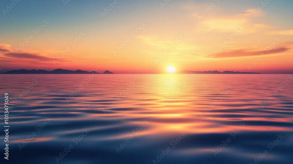 Golden Hour Serenity: A tranquil seascape bathed in the warm glow of a breathtaking sunset, with gentle waves rippling beneath a sky painted with hues of orange, pink, and purple. Golden Hour Serenity: A tranquil seascape bathed in the warm glow of a breathtaking sunset, with gentle waves rippling beneath a sky painted with hues of orange, pink, and purple.