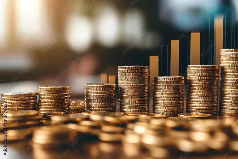 A close-up image of stacked coins representing growth and investment, with a background of financial charts. A close-up image of stacked coins representing growth and investment, with a background of financial charts.
