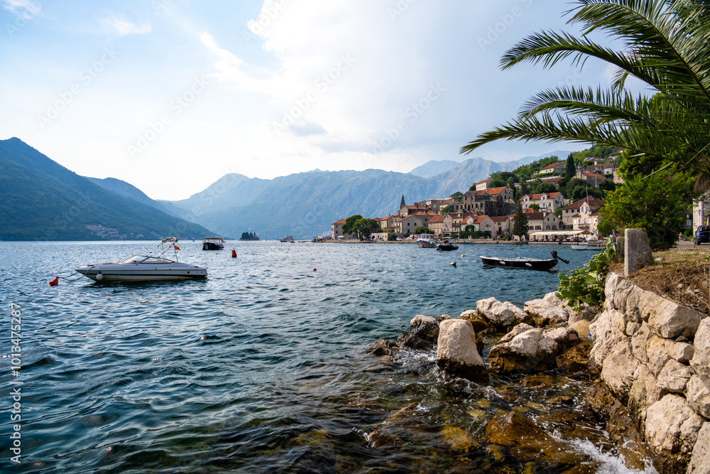 view on Perast on Kotor bay in Montenegro
