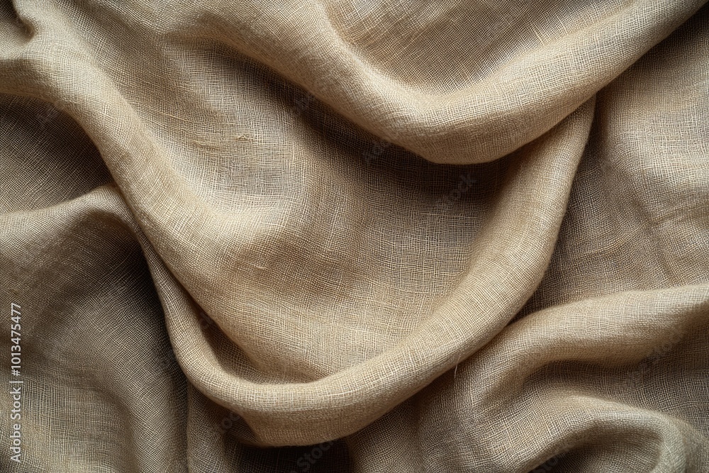 Close-up of soft, beige linen fabric, elegantly draped showing natural texture and gentle folds, perfect for backgrounds or textile designs. Close-up of soft, beige linen fabric, elegantly draped showing natural texture and gentle folds, perfect for backgrounds or textile designs.